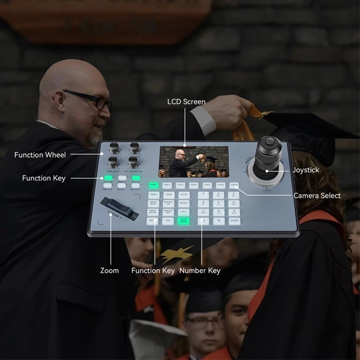 NDI Live Streaming System AI Auto Tracking 12X Zoom NDI PTZ Camera With Joystick Controller BT Speaker For Events Live Broadcast